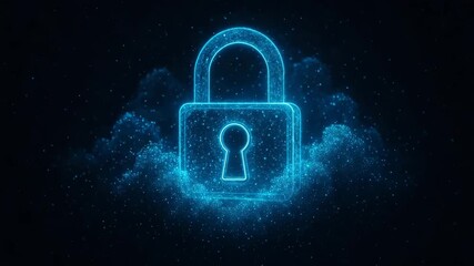 A futuristic digital padlock glowing in blue, symbolizing cybersecurity and data protection in a virtual environment. - Powered by Adobe
