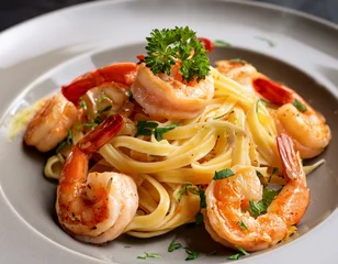Sierkussen Restaurant succulent shrimp pasta delight a gourmet close up of shrimp pasta exquisitely prepared and presented on a plate this dish is a culinary masterpiece with the ingredients of taste  © Chloe