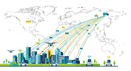 Global Logistics Network with Autonomous Vehicles and Drone Delivery.