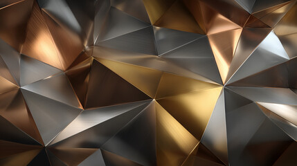 Silver and Bronze Origami Geometry on Clean Background
