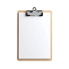 Clipboard Blank paper on wooden clipboard with metal clip isolated