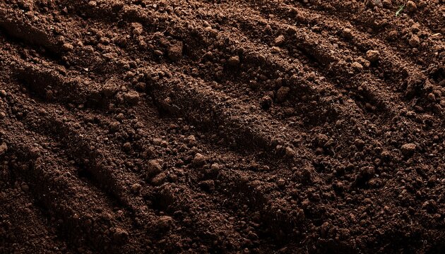 Closeup Of Dark Brown Fertile Soil Texture