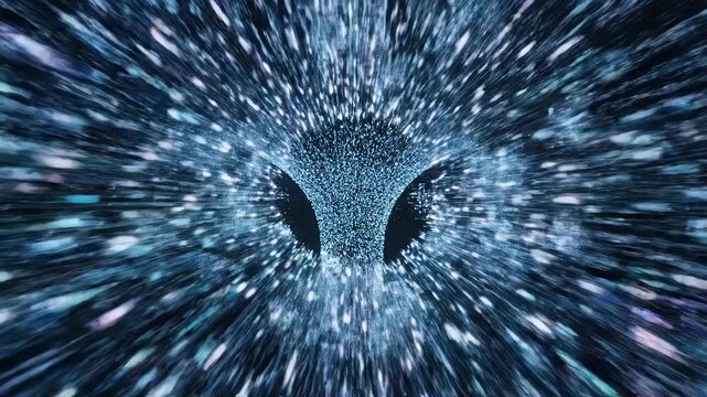 Abstract Digital Data Flow and Light Speed Travel in a Technological Space.