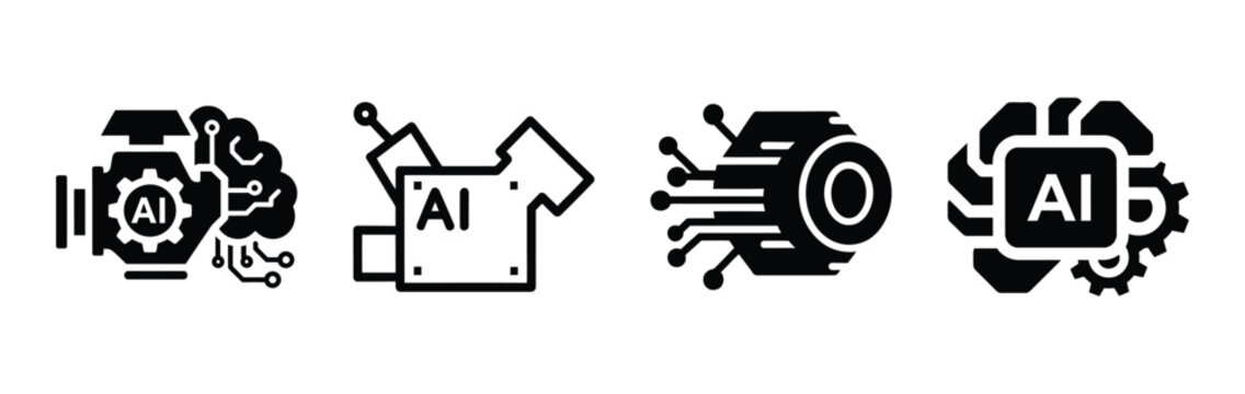 ai engine silhouette icon vector set.