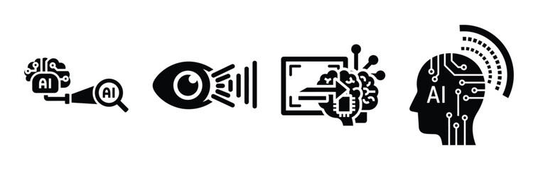 ai scanning silhouette icon vector set.