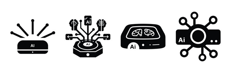 ai smart hub silhouette icon vector set.