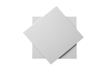 Two blank white paper cards on a transparent background isolated