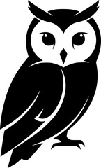Fototapeta premium owl silhouette line art vector illustration with a white background 