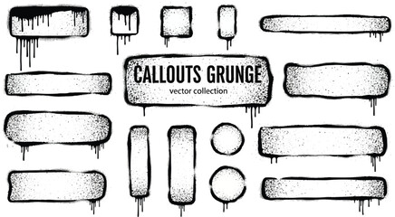 Fototapeta premium Collection of hand drawn grunge speech bubbles and callout boxes