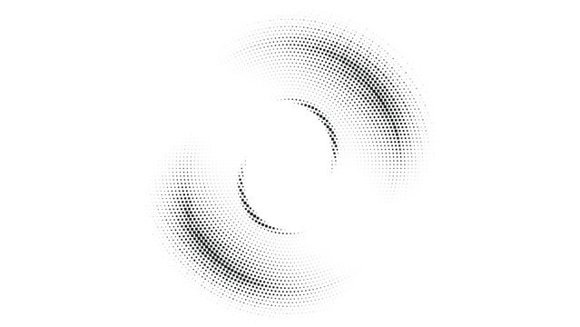 Abstract halftone swirl spin design, soft circular dotted motion pattern, modern minimal monochrome vector background with dynamic spiral flow and smooth gradient fade