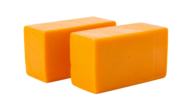 Two orange cheese blocks