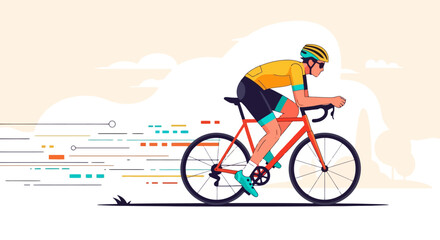 Fototapeta premium Pro Cyclist in Aerodynamic Position Speeding Down Road