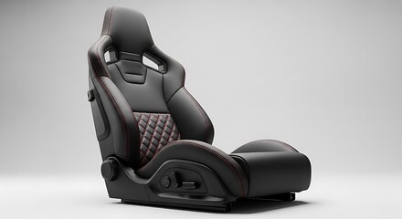 Obraz premium Modern racing car seat with black leather and intricate stitching
