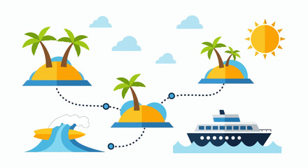 Island Hopping Cruise Vacation Tropical Paradise Adventure with Cruise Ship Palm Trees Beaches and Sunny Skies