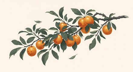 Branch laden with ripe apricots, showcasing natures bounty and fresh fruit