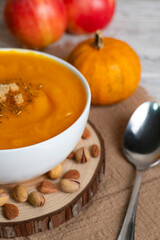 Cozy Autumn Pumpkin Soup with Seasonal Decor