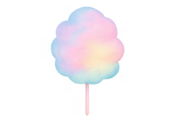 Fluffy pastel rainbow cotton candy on stick