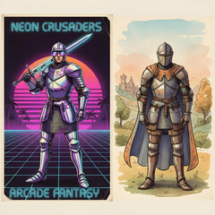 Synthwave medieval knight wearing sunglasses