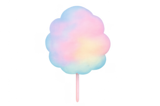 Fluffy pastel rainbow cotton candy on stick