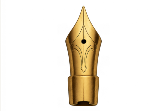Golden fountain pen nib for writing and calligraphy