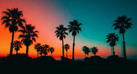 palm trees at sunset