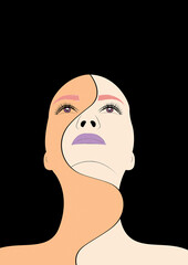 Mysterious Woman Illustration with Emotional Yet Neutral Expression