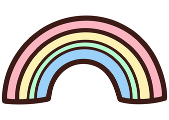 Colorful rainbow arc against a light blue background, vector art concept