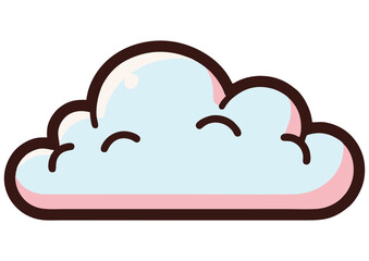 Cute cartoon cloud character illustration with pastel colors and happy face