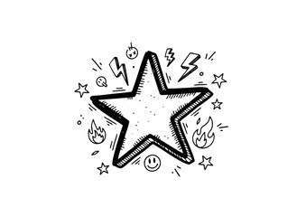 Obraz premium Black silhouette of a star on white background for celebration and achievement concept 