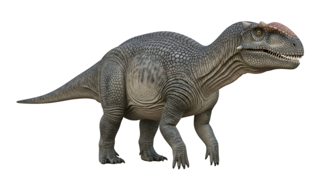 Detailed realistic grey prehistoric dinosaur creature isolated