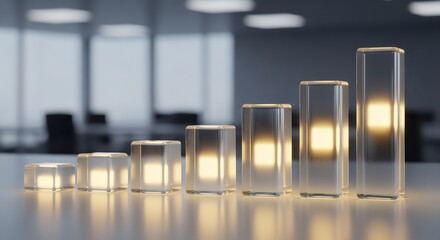 Business Timeline Blocks
“A row of 3D blocks arranged in increasing height, each block glowing slightly, representing a business timeline.”