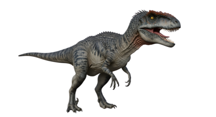 Allosaurus dinosaur with open mouth standing, detailed 3d render