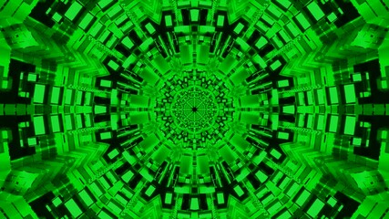 Tunnel video loop of vibrant green patterns creating an engaging visual experience for screensaver use