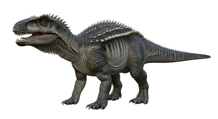 Fototapeta premium Fierce predatory dinosaur with scales and spikes standing tall