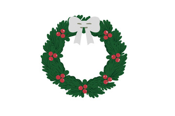 Christmas Wreath — festive minimal wreath illustration (vector-ready)