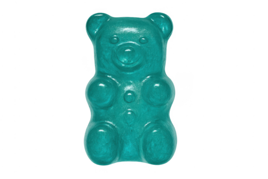 Teal gummy bear candy sweet food on transparent background - Powered by Adobe