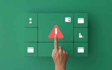 Abstract concept of digital security alert and risk detection via abstract user interface blocks