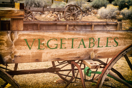 Vintage Farmhouse Vegetable Wagon With A Western Setting