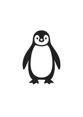 Obraz premium Cute penguin icon in simple black and white cartoon style for winter and wildlife graphics 