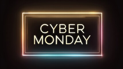 Exciting Cyber Monday shopping event with vibrant neon lights and bold text design