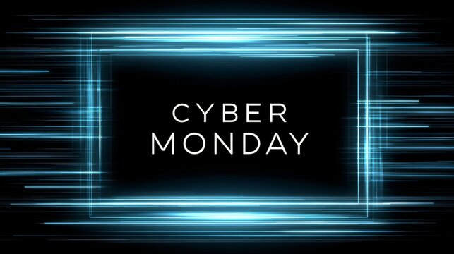 Exciting Cyber Monday sale with dynamic blue light effects enhances online shopping experience