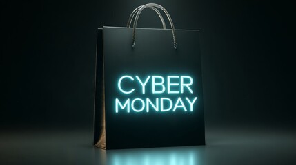 Exciting Cyber Monday shopping bag ready for online deals and discounts this holiday season