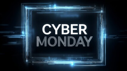 Exciting Cyber Monday sales event with glowing digital graphics showcasing amazing deals and discounts