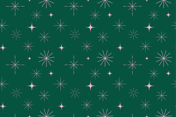 Minimalist Christmas seamless linear stars pattern