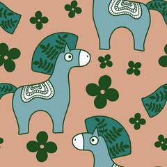 Christmas animals seamless horse pattern for wrapping paper and fabrics and party and kids print