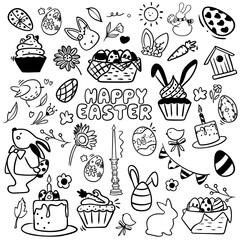 Easter Doodle Elements Set
