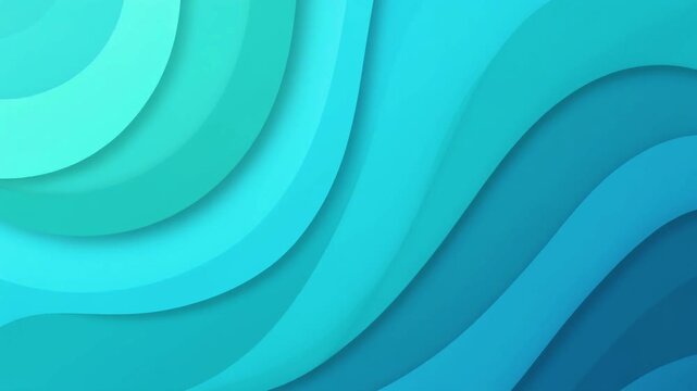 A vibrant blue and cyan multilayer abstract background featuring smooth paper cut contours and flowing wavy shapes