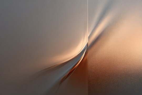 soft glow through glass, soft warm tones and elegant depth of abstract minimal composition with golden hour light through frosted glass