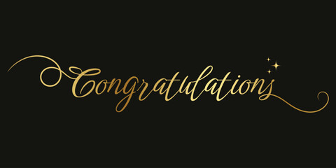 congratulations calligraphy on black background. Golden ,white,bronze hand drawn text