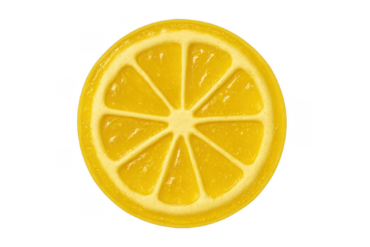 Fresh yellow lemon slice with transparent background juicy citrus